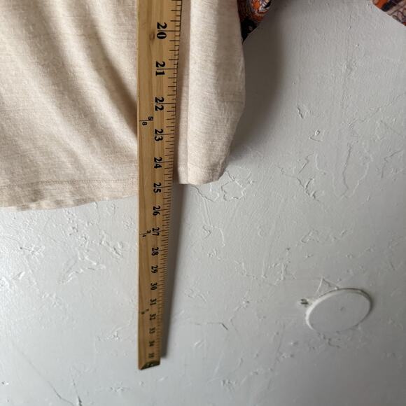 Boho‎ Peasant Top Womens Large Cream Paisley Print Lace Detail Flowy Blouse - Picture 8 of 9